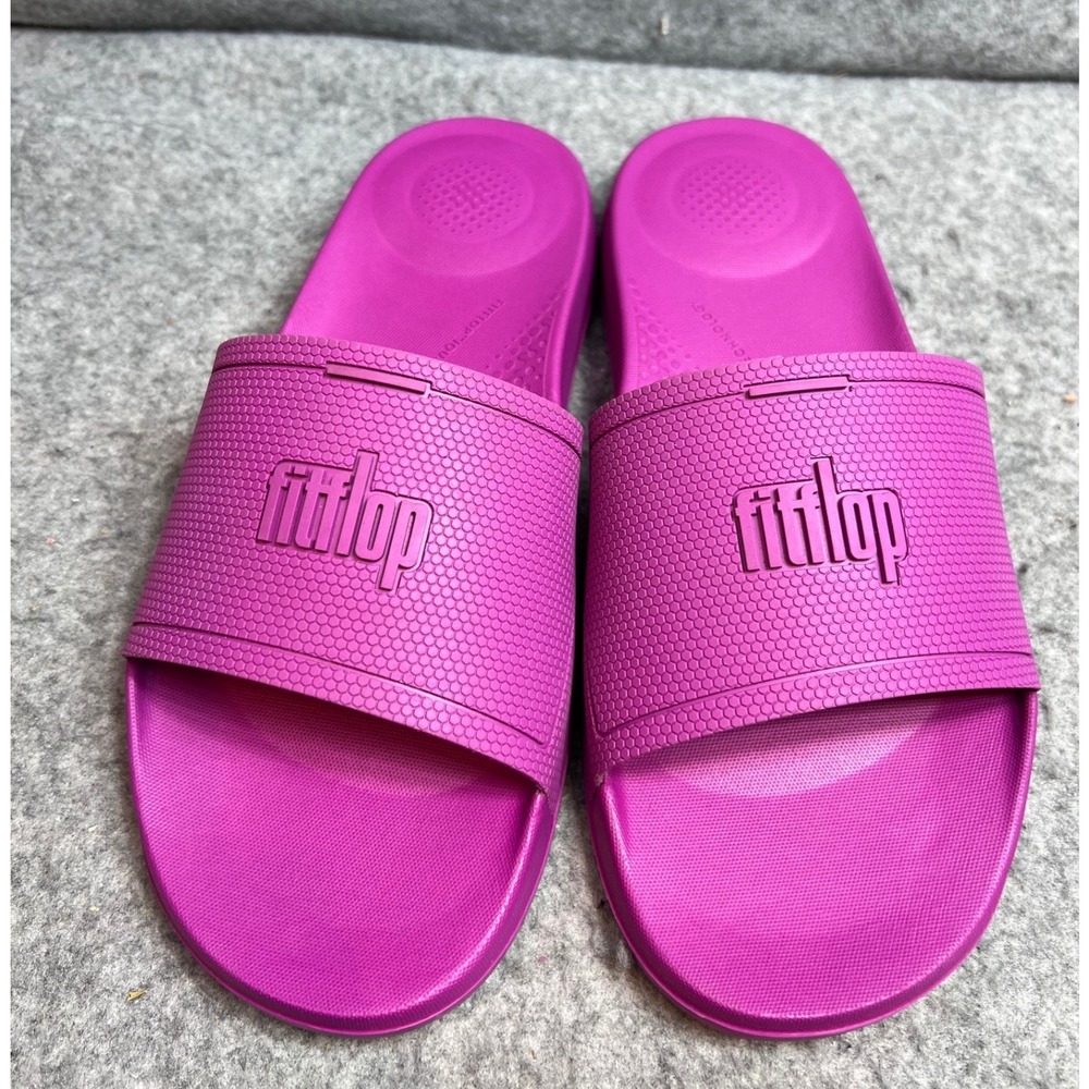 FitFlop iQushion Ergonomic Pool Slides Fuchsia Pink Summer Women Size 9